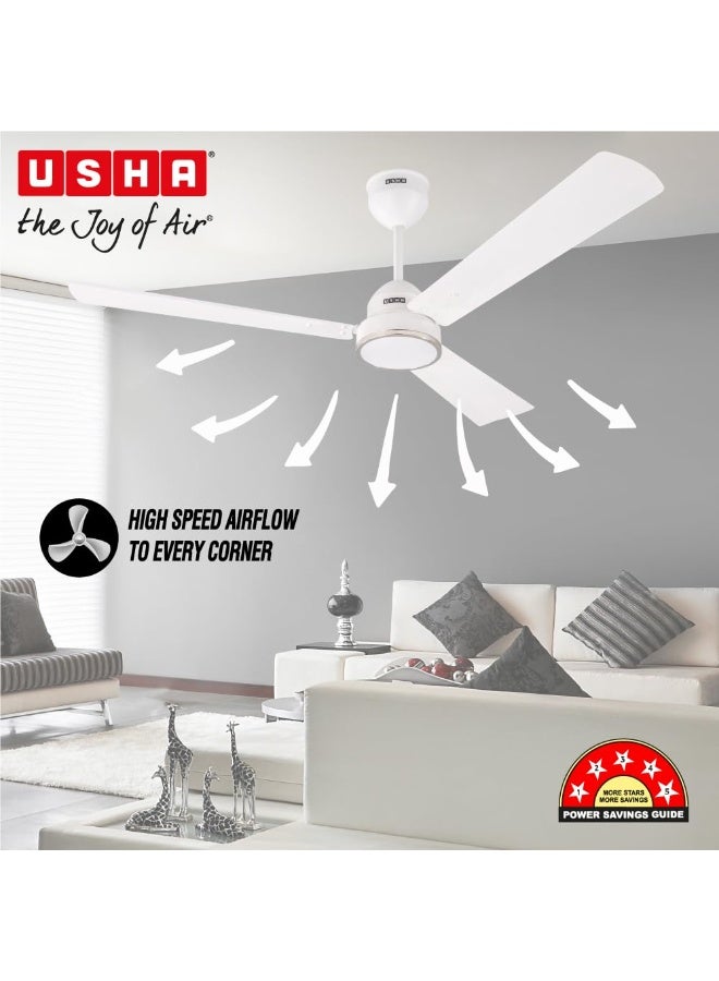 USHA AeroEdge 1200mm BLDC Ceiling Fan with RF Remote | BEE 5 Star Rated Energy Efficient | 100% Copper Motor | High Air Delivery 220CMM | 2 Year Warranty | (Rich White) - Image 5